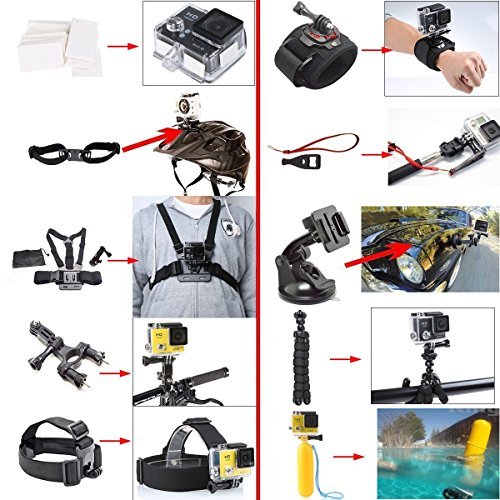 ccbetter 50 in 1 Sports Action Camera Accessories for GoPro Hero 4 Session Hero 1 2 3 3+ with ccbetter CS710 CS720W + SJ4000 5000 6000 7000 Xiaomi Yi with Carrying Case Black - Image 5