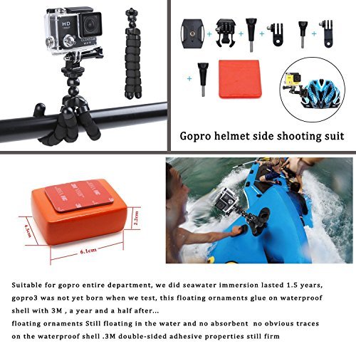 ccbetter 50 in 1 Sports Action Camera Accessories for GoPro Hero 4 Session Hero 1 2 3 3+ with ccbetter CS710 CS720W + SJ4000 5000 6000 7000 Xiaomi Yi with Carrying Case Black - Image 7